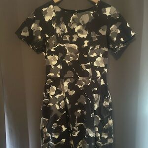 French Connection Black Floral-Print Midi Dress